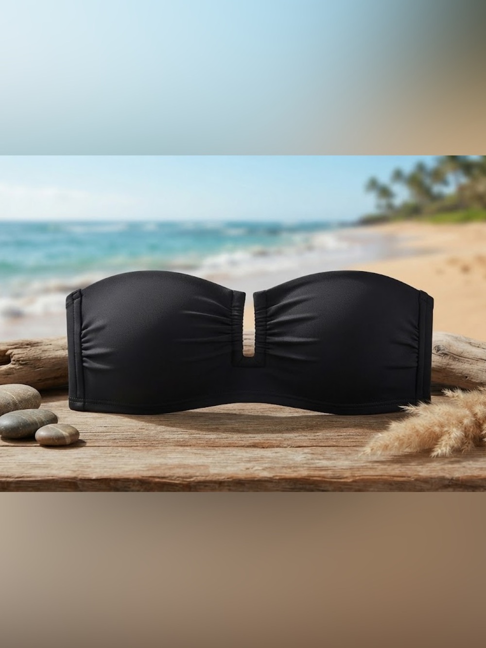 DKNY Black Strapless U-Wire Bikini Top Size L NWT - Picture 3 of 5
